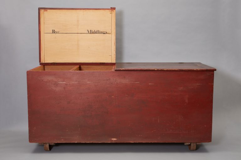 Interior of Flour Chest Showing Labels for Bins, North Family, Mount Lebanon, NY, 1850-1880