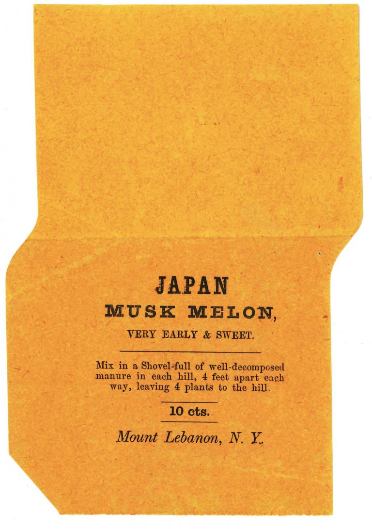 Japan Musk Melon Seed Bag, Mount Lebanon, NY, Ca. 1860s